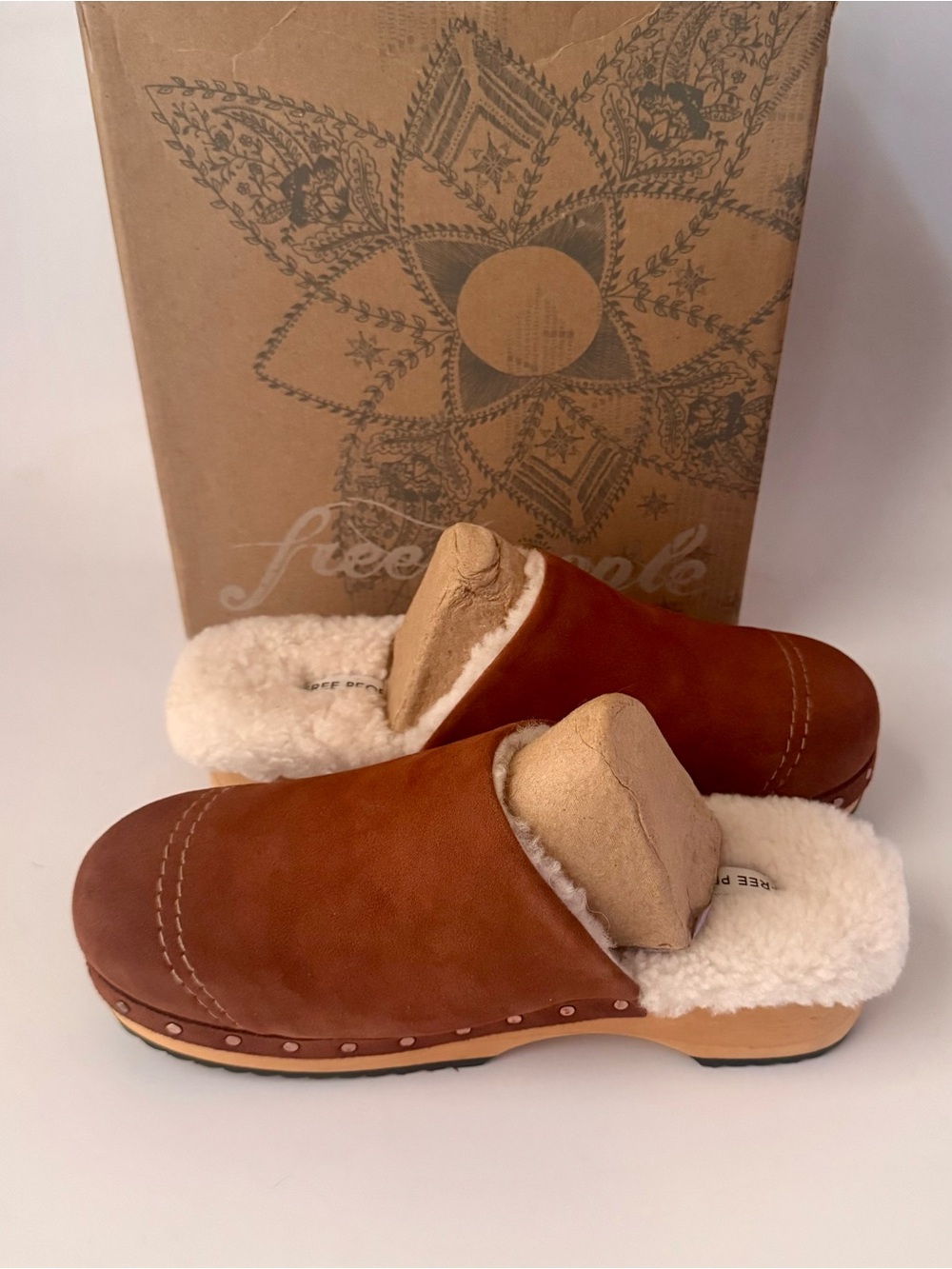 Free People Tan Suede Clog Mules Size 8.5